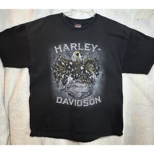 Harley-Davidson Eagle Graphic T-Shirt Mens XL Black Hawkeye Coralville Iowa Bike
